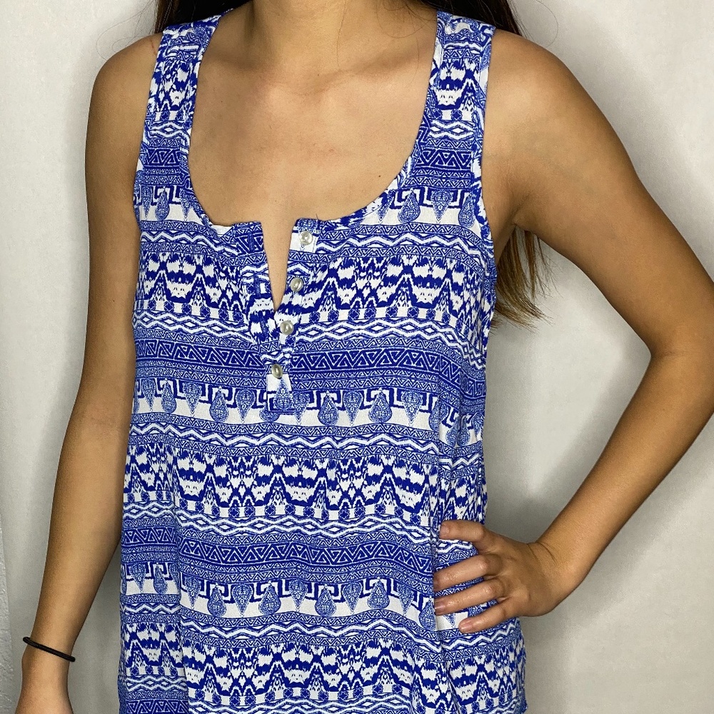 Women's blue and white blouse